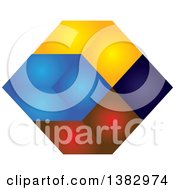 Clipart Of A Colorful Abstract Cube Design Royalty Free Vector Illustration