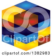 Clipart Of A Colorful Abstract Cube Design Royalty Free Vector Illustration