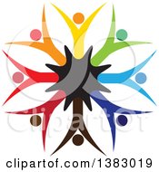Clipart Of A Teamwork Unity Circle Of Colorful Diverse People Royalty Free Vector Illustration by ColorMagic