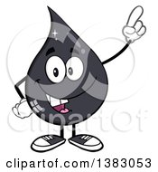 Cartoon Oil Drop Mascot Holding Up A Finger