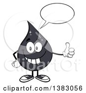 Cartoon Oil Drop Mascot Talking And Giving A Thumb Up