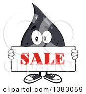Poster, Art Print Of Cartoon Oil Drop Mascot Holding A Sale Sign