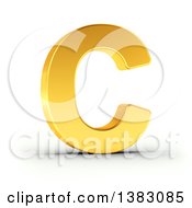 Poster, Art Print Of 3d Golden Capital Letter C On A Shaded White Background With Clipping Path