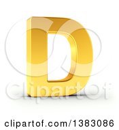 3d Golden Capital Letter D On A Shaded White Background With Clipping Path