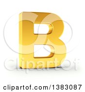 3d Golden Capital Letter B On A Shaded White Background With Clipping Path