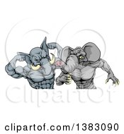 Poster, Art Print Of Aggressive Elephant Men Republican Candidates Fighting