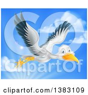 Poster, Art Print Of Stork Bird In Flight Against Sky