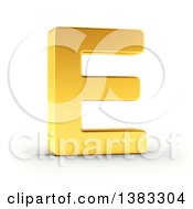 3d Golden Capital Letter E On A Shaded White Background With Clipping Path