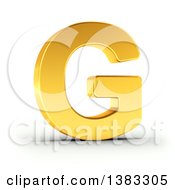 Poster, Art Print Of 3d Golden Capital Letter G On A Shaded White Background With Clipping Path