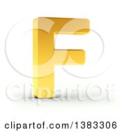3d Golden Capital Letter F On A Shaded White Background With Clipping Path
