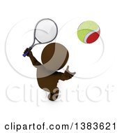 Clipart Of A 3d Brown Man Playing Tennis On A White Background Royalty Free Illustration by KJ Pargeter