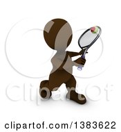 Clipart Of A 3d Brown Man Playing Tennis On A White Background Royalty Free Illustration