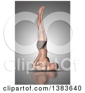 Poster, Art Print Of 3d Fit Caucasian Man In A Yoga Pose On Gray