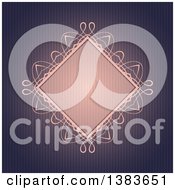 Clipart Of A Pink Diamond Frame With Swirls Over Purple Stripes Royalty Free Vector Illustration