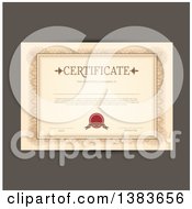 Poster, Art Print Of Certificate Template With Sample Text Over Brown