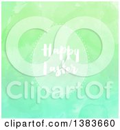 Poster, Art Print Of Happy Easter Greeting On An Egg Frame Over Green Watercolor Paint Texture