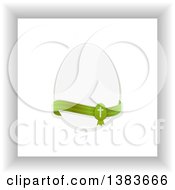 Clipart Of A White Easter Egg With A Green Cross Ribbon Over A White Panel Royalty Free Vector Illustration
