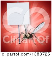 Clipart Of A 3d Mosquito On A Red Background Royalty Free Illustration by Julos