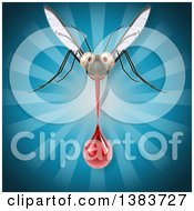 Clipart Of A 3d Mosquito On A Blue Background Royalty Free Illustration by Julos