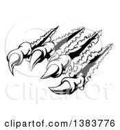 Clipart Of A Black And White Sharp Scary Claws Shredding Through Metal Royalty Free Vector Illustration by AtStockIllustration