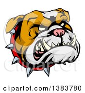 Snarling Bulldog Mascot Face With A Spiked Collar