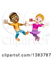 Poster, Art Print Of Happy Black Boy And White Girl Dancing