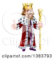 Happy Brunette White King Giving A Thumb Up And Holding A Gold Sceptre