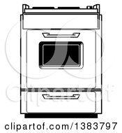 Clipart Of A Black And White Vintage Kitchen Range Oven Royalty Free Vector Illustration