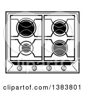 Clipart Of A Black And White Kitchen Stove Hob Cook Top Royalty Free Vector Illustration