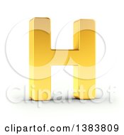 3d Golden Capital Letter H On A Shaded White Background With Clipping Path
