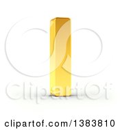 3d Golden Capital Letter I On A Shaded White Background With Clipping Path