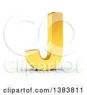 3d Golden Capital Letter J On A Shaded White Background With Clipping Path