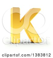 Poster, Art Print Of 3d Golden Capital Letter K On A Shaded White Background With Clipping Path