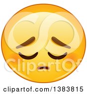Poster, Art Print Of Cartoon Pensive Yellow Emoji Smiley Face Emoticon