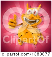 Clipart Of A 3d Yellow Germ Virus On A Pink Background Royalty Free Illustration