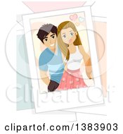 Clipart Of A Selfie Portrait Of A Caucasian Teenage Couple Royalty Free Vector Illustration