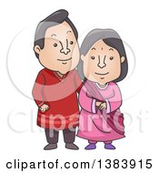 Poster, Art Print Of Cartoon Happy Indian Couple Wearing A Traditional Kurta And Sareeh