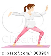 Clipart Of A Pregnant Brunette White Woman Doing Tai Chi Royalty Free Vector Illustration by BNP Design Studio