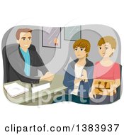 Poster, Art Print Of White Male Guidance Counselor Speaking With Am Other And Her Teenage Son