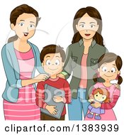 Poster, Art Print Of Group Of Brunette White Mothers And Children