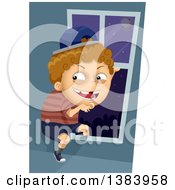Poster, Art Print Of Sneaky White Boy Going Out Through A Window At Night