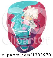 Poster, Art Print Of Mad Scientist Boy Mixing Chemicals In A Tall Test Tube