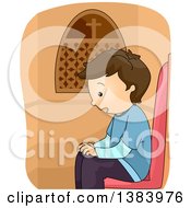 Poster, Art Print Of Brunette White Boy In A Confession Booth