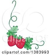 Poster, Art Print Of Corner Border Of Strawberries And A Vine