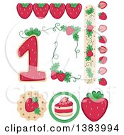 Poster, Art Print Of Strawberry Themed Birthday Party Design Elements