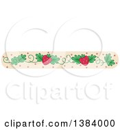 Poster, Art Print Of Border Of Strawberries And Vines On Tan