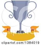 Clipart Of A Silver Trophy Cup With A Blank Ribbon Banner Royalty Free Vector Illustration by BNP Design Studio