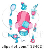 Pink And Blue Spa Items Around A Chair