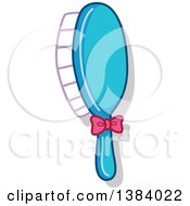 Poster, Art Print Of Blue Hairbrush With A Pink Bow