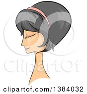 Poster, Art Print Of Sketched Asian Woman In Profile With Her Hair In A Bob 50s Style
